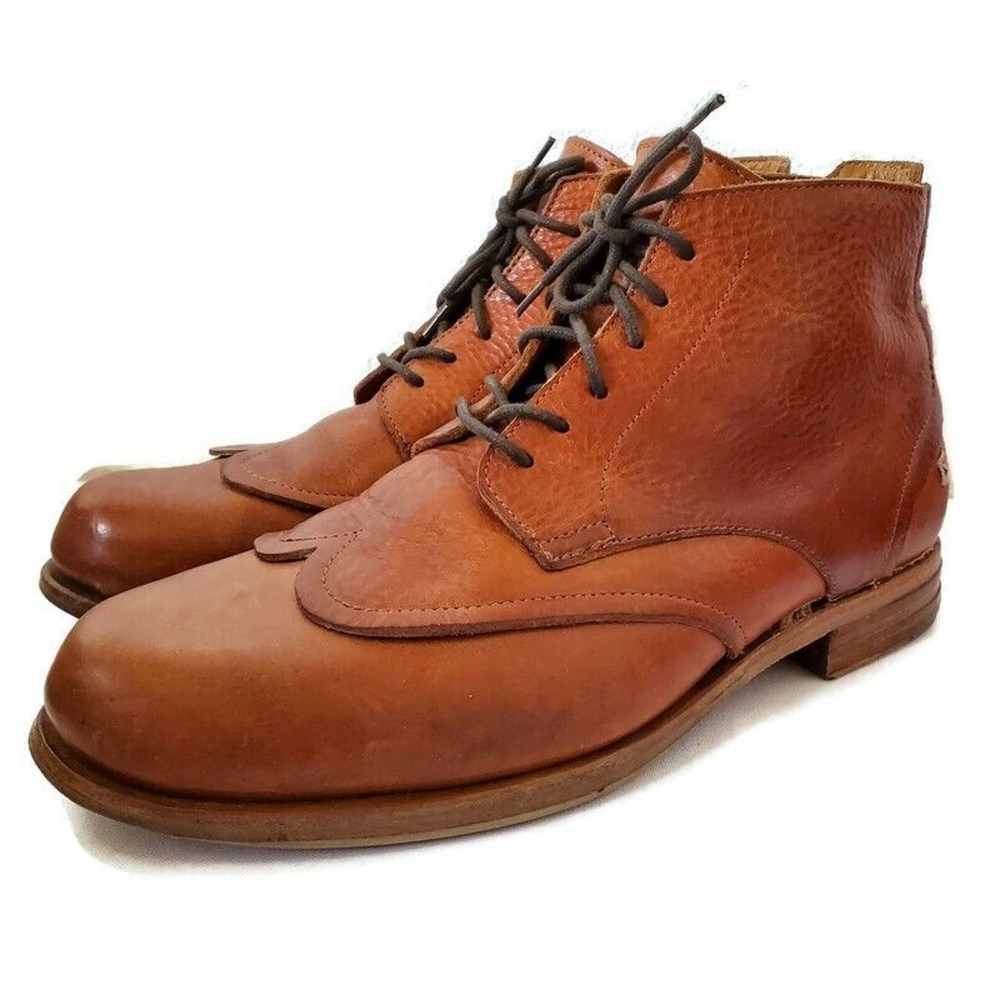 Dry-ShoD Italian Handmade Tan Leather Lace Casual Ankle Boots Mens Size 42 EU 9